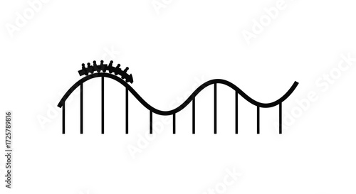 Minimalist depiction of a roller coaster track in a simple black silhouette