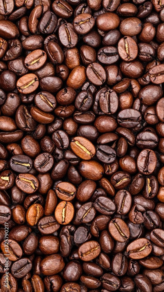 Obraz premium Close-up view of many coffee beans