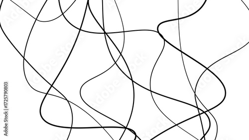 Abstract random black line patterns in detailed vector illustration design placed on a clean white background