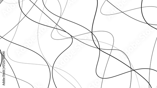 Abstract random black line patterns in detailed vector illustration design placed on a clean white background