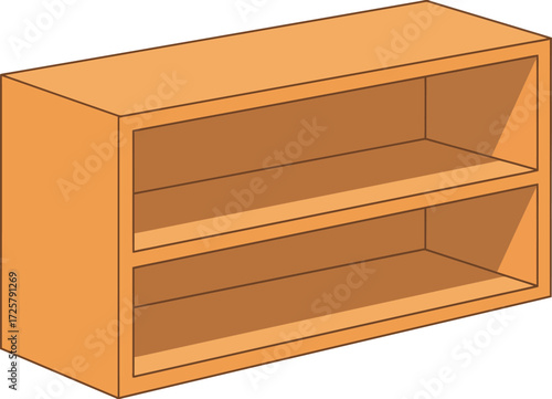 Modern two-shelf wooden bookshelf storage unit ideal for home office or classroom organization furniture isolated on transparent background