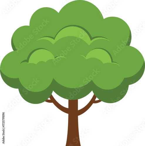 Stylized green tree artwork representation for nature and ecology themes organic growth and growth concept isolated on transparent background
