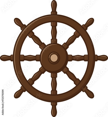 Classic nautical ship's wheel symbol capturing maritime adventure and traditional sailing iconography for various design needs isolated on transparent background