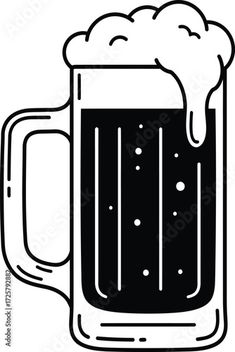 Iconic representation of a frothy mug of dark beer a classic beverage enjoyment image isolated on transparent background