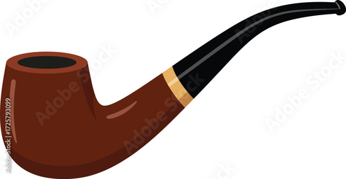 Classic brown tobacco pipe with black stem elegant smoking accessory for discerning gentlemen traditional vintage accessory for collectors isolated on transparent background