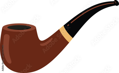Classic briar tobacco pipe with black stem and gold band detailed realistic rendering for smoking enthusiasts isolated on transparent background