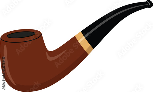 Classic brown tobacco pipe with black stem elegant smoking accessory for discerning gentlemen and collectors distinctive vintage design isolated on transparent background
