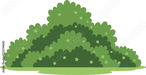 Lush green bush with subtle white details artistic representation of nature's abundant flora isolated on transparent background