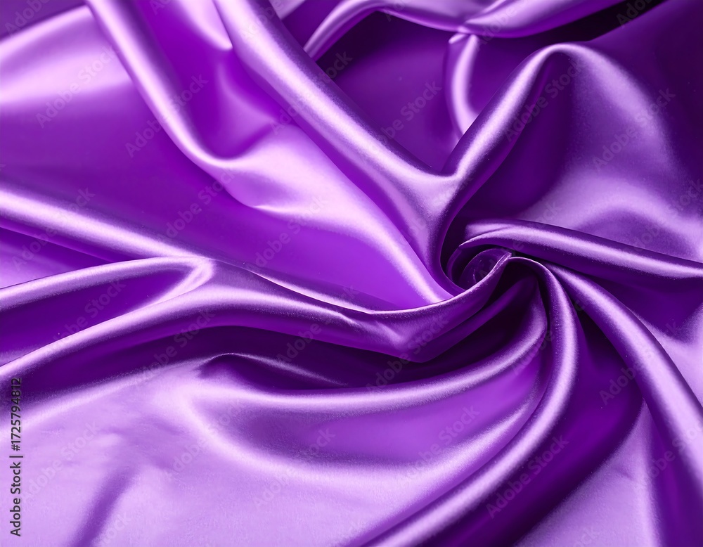 Obraz premium Rich purple satin fabric dramatically draped, showing deep folds and sheen