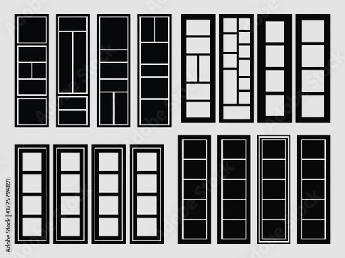 Collection of black and white geometric window pane designs and frames window frame pattern