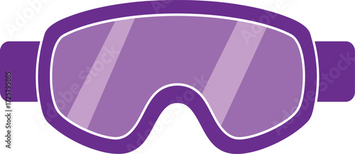 Vibrant purple ski goggles with reflective lenses and adjustable strap for winter sports protection and style isolated on transparent background