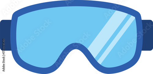Modern blue ski goggles with clear lenses and dark blue frame for winter sports and outdoor activities protection isolated on transparent background