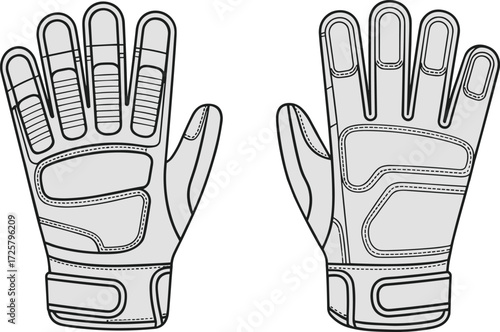 Protective gloves, tactical gloves, padded handwear, reinforced stitching, durable design, safety gear, sports gloves, motorcycle gloves, heavy duty gloves, outdoor work