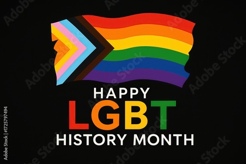 LGBT History Month Card and Banner Template with Equality Symbol, Rainbow Pattern and Modern Celebration Design Generative AI