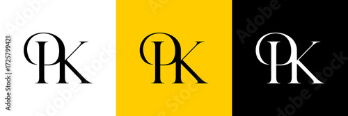 PK Letter Abstract Logo Design Vector , Initial Logo for Brand Company , Vector Illustration