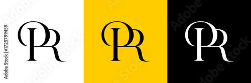 PR Letter Abstract Logo Design Vector , Initial Logo for Brand Company , Vector Illustration