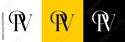 PV Letter Abstract Logo Design Vector , Initial Logo for Brand Company , Vector Illustration