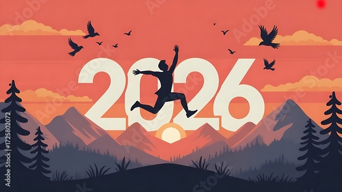 Embrace 2026 with vibrant hopes and new beginnings amidst nature's beauty, symbolizing a leap into a bright future and boundless possibilities