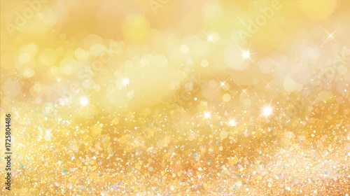 A shimmering golden background with sparkling bokeh effects, ideal for festive or celebratory themes
