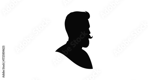 A striking profile view of a man with facial hair silhouette