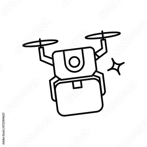Drone Delivery icon with white background vector stock illustration
