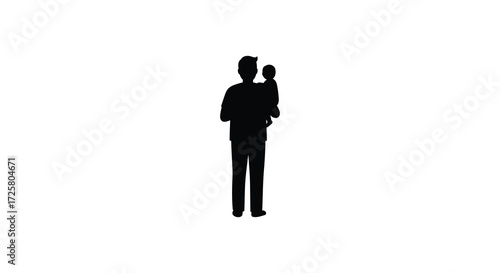 A father lovingly carries his child on his shoulders a dark silhouette