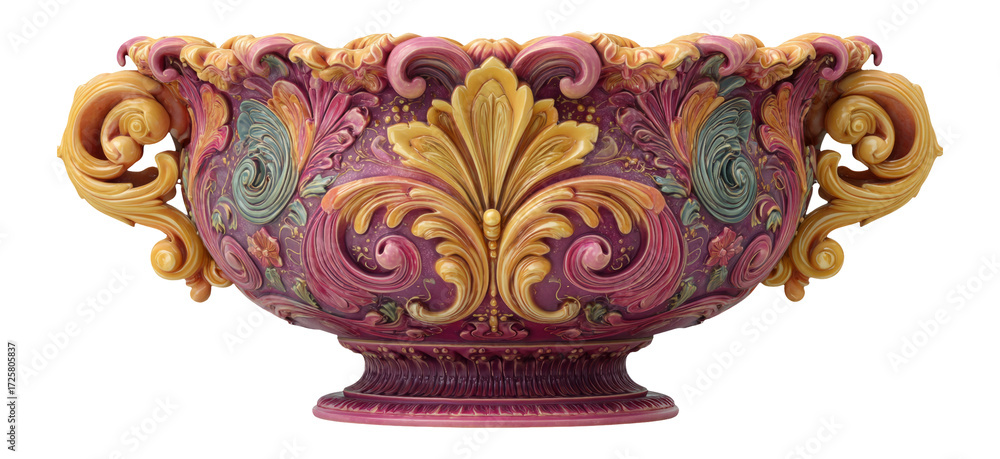 Fototapeta premium Elegant Ornate Bowl with Colorful Floral Patterns and Intricate Details