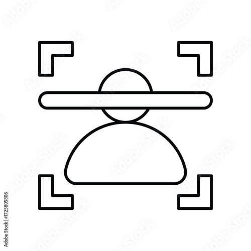 Facial Recognition icon with white background vector stock illustration
