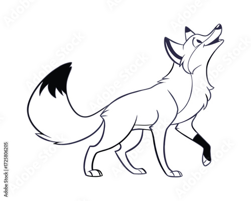 Cunning Fox Exploring Forest Line Art