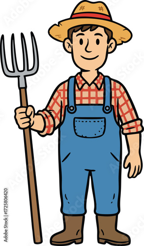 simple farmer cartoon character illustration 