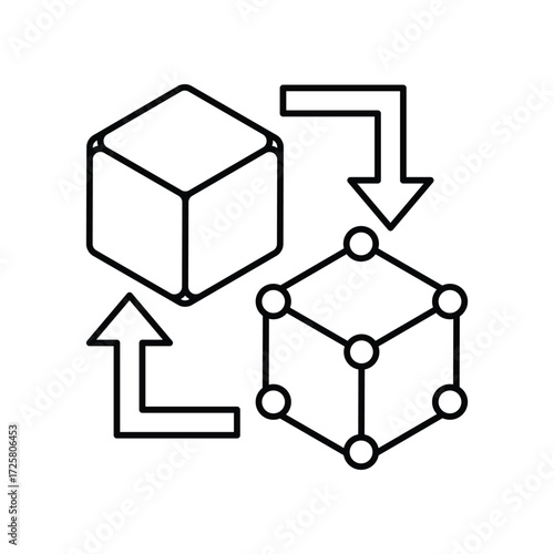 Digital Twin icon with white background vector stock illustration