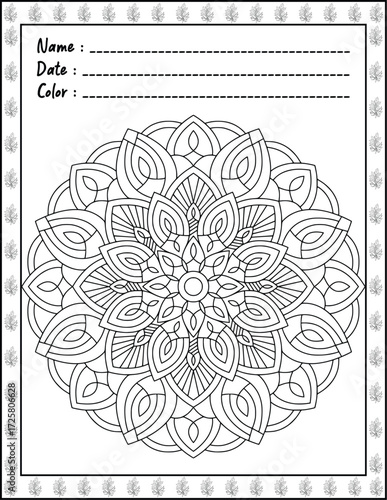 Bold and Easy Mandala Coloring Page & Book for Adults and Kid. High resolution (300 DPI), Ready to print on standard 8.5x11-(A4) inch paper With (No Bleed), Black and White. Vector illustration