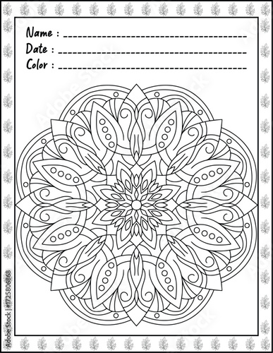 Bold and Easy Mandala Coloring Page & Book for Adults and Kid. High resolution (300 DPI), Ready to print on standard 8.5x11-(A4) inch paper With (No Bleed), Black and White. Vector illustration