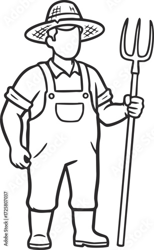 simple farmer cartoon character illustration 