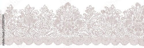 Intricate Lace Design Featuring Floral Patterns and Detailed Textures Suitable for Fashion and Home Decor