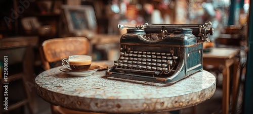Antique Typewriter with Coffee in Writer's Study