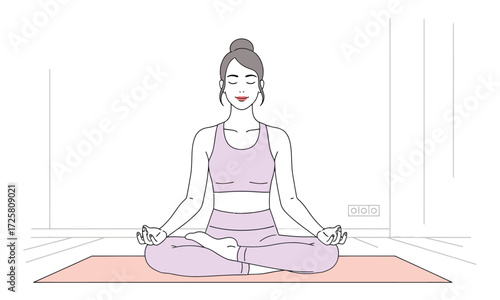 Find your inner peace with this serene yoga pose, perfect for wellness content, meditation apps, and healthy lifestyle promotions; breathe deeply and relax