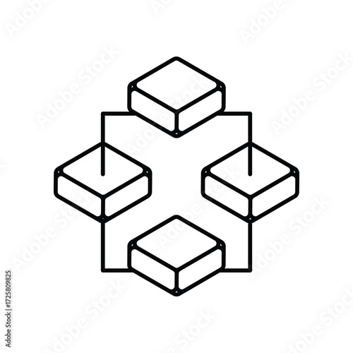 Blockchain icon with white background vector stock illustration