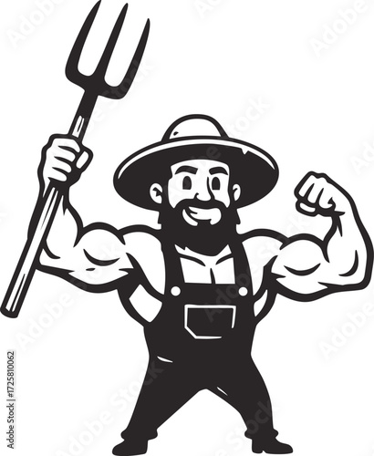 simple farmer cartoon character illustration 