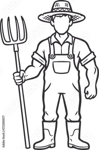 simple farmer cartoon character illustration 