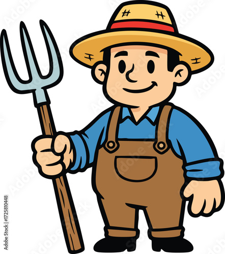 simple farmer cartoon character illustration 