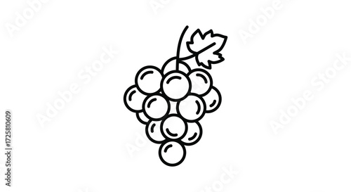 Simple line drawing of a bunch of grapes a dark silhouette
