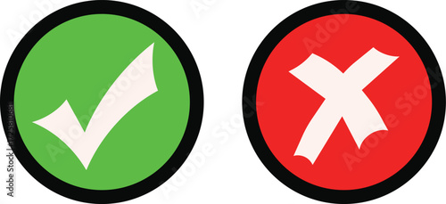 Checkmarks Yes No Correct True False Right Wrong accept reject positive negative error decision select confirmation flat Icons Vector Transparent PNG Illustration