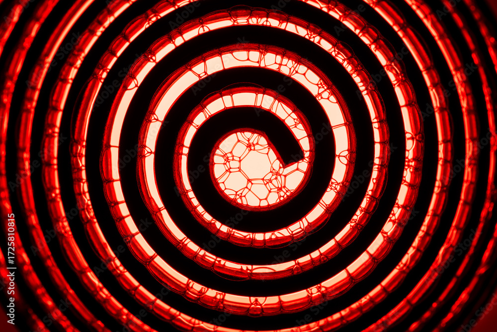 Naklejka premium Metal Spiral and Bubble Reflecting Red