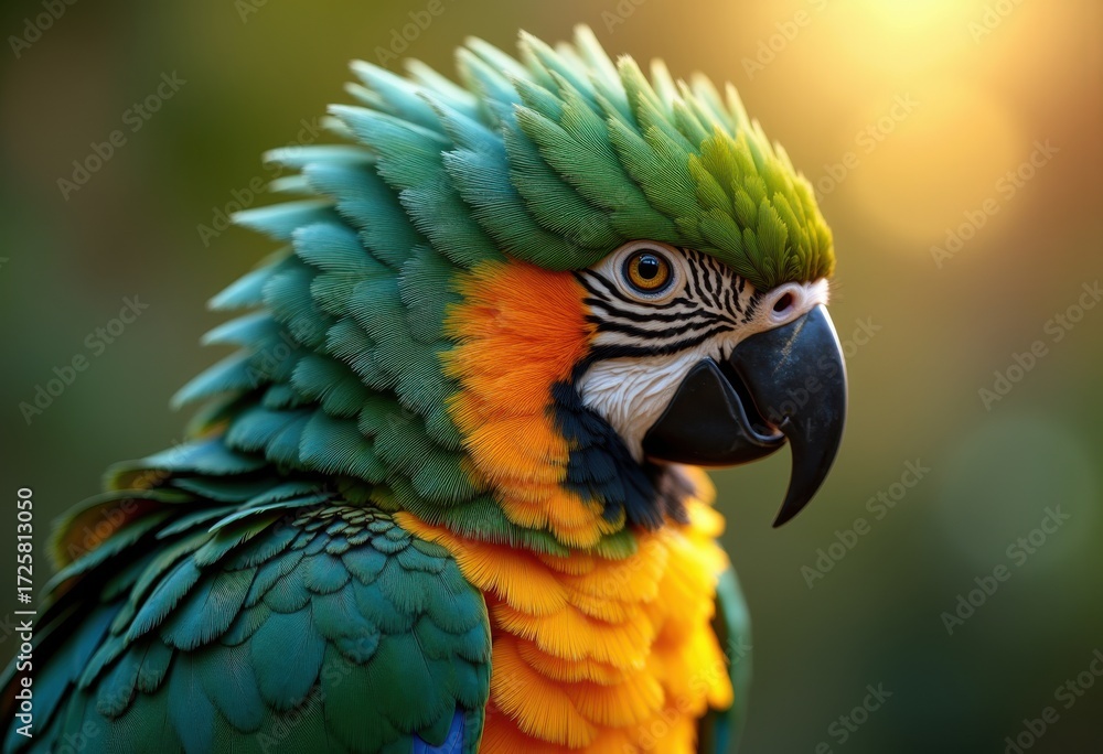 Fototapeta premium Close-Up Captivating Colorful Parrot Feather Textures Perfect for Nature Close-Up Enthusiasts