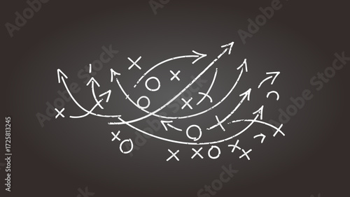 Chalkboard Strategy Game Plan Arrows - Abstract Concepts vectorized