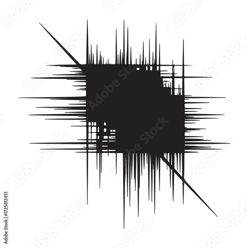 Graphic Abstract Monochrome Design with Jagged Edges and Diagonal Lines