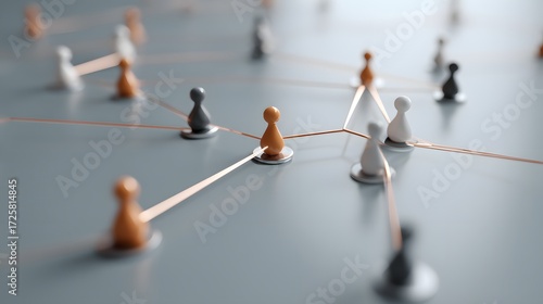 Wallpaper Mural Networking Connections with Game Pieces and Lines Representing Communication and Collaboration Torontodigital.ca