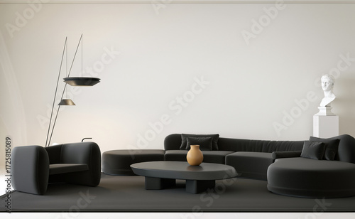 Luxury home living room, 3d render