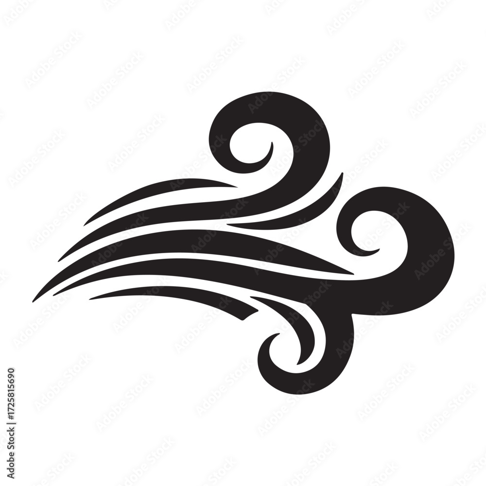 Fototapeta premium Stylized Black Wind Swirls Vector Design on White Background